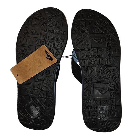 Quiksilver Men's FlipFlops Sz 9 Blue/Black Beach Surf Thong NWT AQ7722-001 - Picture 5 of 6